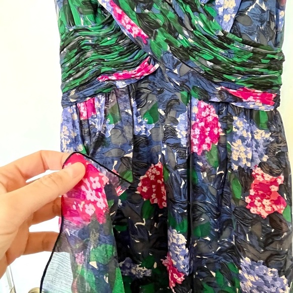 NWT Anna Sui x Anthropologie Blurred Hydrangea Silk Dress - Size 8​ - Picture 10 of 16